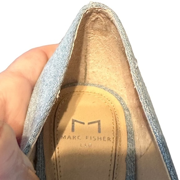 Marc Fisher ZALA BLOCK HEEL POINTY TOE PUMP - Light Blue Denim- size 6.5 - Picture 7 of 10